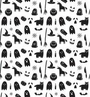 Seamless pattern of hand drawn doodle sketch Halloween elements isolated on white vector