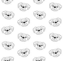 Seamless pattern of hand drawn doodle sketch pug dog face isolated on white vector