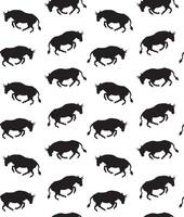 Seamless pattern of hand drawn doodle sketch running bull vector