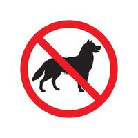 Flat dog crossed in red circle isolated on white background. No dog sign vector