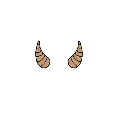 Hand drawn doodle sketch cow horn isolated on white background
