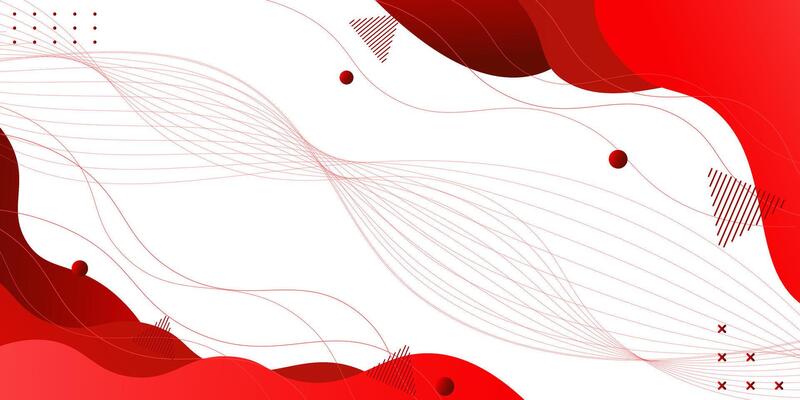 Banner web template red fluid or liquid shape with geometric elements on white background.
