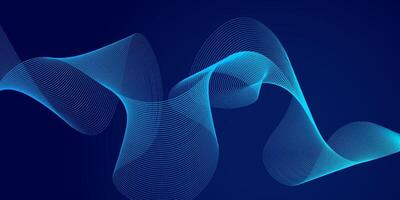 Abstract glowing wave lines on dark blue. Dynamic wave pattern. Modern flowing wavy lines. Futuristic technology concept. Suit for banner, poster, cover, brochure, flyer, website vector