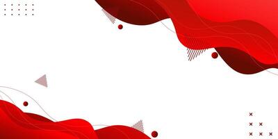 Banner web template red fluid or liquid shape with geometric elements on white background. illustration vector
