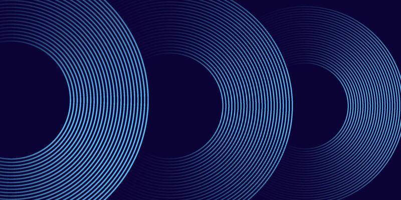 blue glowing geometric lines on dark blue background. Modern shiny blue circle lines pattern. Futuristic technology concept. Suit for cover, poster, banner, brochure, header, website