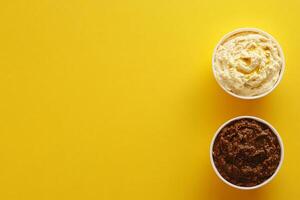 Top View Of Hummus And Pita Bread With Olive Tapenade On Vibrant Background With Copy Space, Food Photography photo