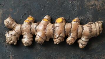 Top View Turmeric Ginger Shot, Food Setting photo
