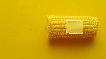 Top View Corn On The Cob With Butter, Food Image photo