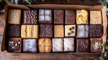 Top View Dessert Pack Cookies And Brownies, Food Image photo