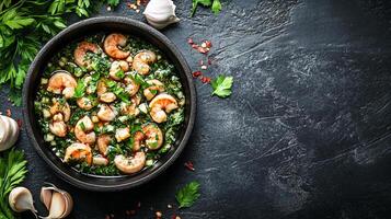 Top View Escargots With Garlic Butter, Food Image photo