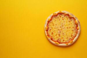Top View Of Chicken Parmesan On Vibrant Background With Copy Space, Food Setting photo