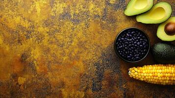 Top View Quinoa Bowl With Black Beans, Corn, And Avocado, Food Image photo