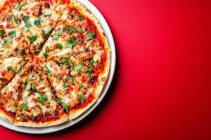 Top View Of Kimchi Quesadilla On Vibrant Background With Copy Space, Food Image photo