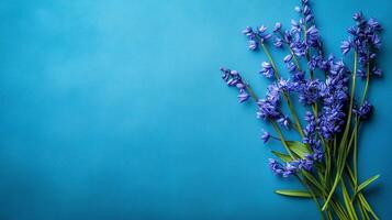 Bluebell on a vibrant background, top view photorealistic flower photo
