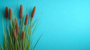 Top view photorealistic Cattail, plant set on a vibrant background photo