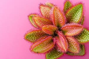 Top view Cephalotus follicularis on a vibrant background, plant setting photo