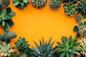 Top view photorealistic desert types, plant set on a vibrant background photo
