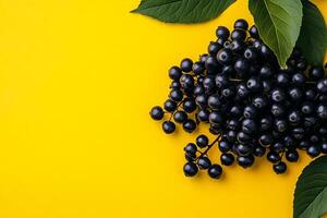 Top view Elderberry on a vibrant background, plant setting photo