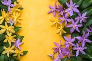 Erythronium on a vibrant background, top view photorealistic flower photo