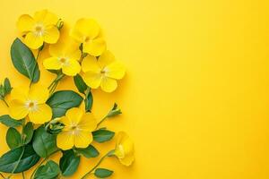 Top view photorealistic Evening Primrose, flower set on a vibrant background photo