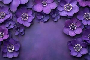 Top view Hepatica nobilis on a vibrant background, flower setting photo
