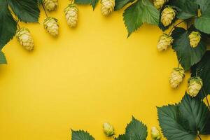Top view photorealistic Hops, plant set on a vibrant background photo
