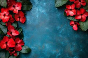 Top view photorealistic Impatiens, flower set on a vibrant background photo