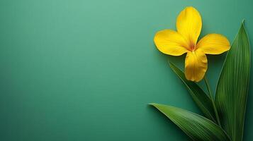 Iris on a vibrant background, photorealistic top view Iris plant photo