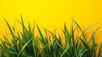 Top view Japanese Forest Grass on a vibrant background, plant setting photo