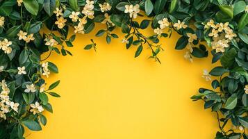 Top view Jasmine Vine on a vibrant background, plant setting photo