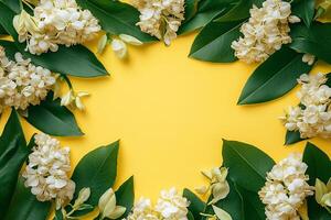 Mountain Laurel on a vibrant background, photorealistic top view Mountain Laurel plant photo