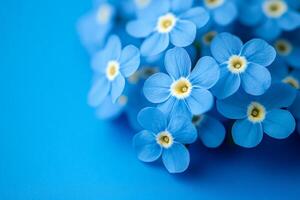 Top view photorealistic Myosotis, flower set on a vibrant background photo