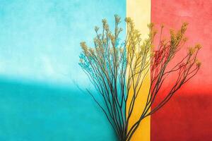 Top view Ocotillo on a vibrant background, plant setting photo