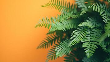 Polystichum on a vibrant background, top view photorealistic plant photo