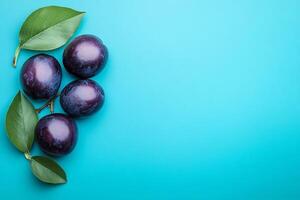 Prunus avium on a vibrant background, photorealistic top view Prunus avium plant photo