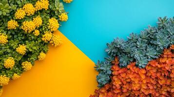 Top view photorealistic Saxifraga, flower set on a vibrant background photo
