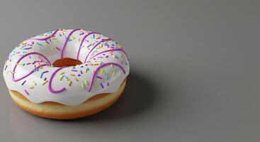 Delicious Donut with Sprinkles on Gray Background photo