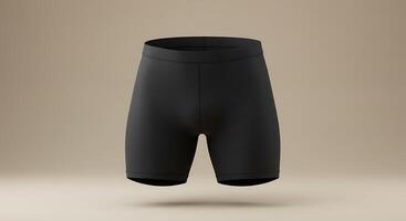 Black Compression Shorts Floating on Neutral Backdrop photo