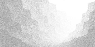 Layered stipple landscape with misty canyon depth. Minimal halftone texture with soft grain and monochrome shading. vector