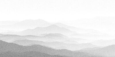 Minimal stipple illustration of mountain layers with soft halftone fog. Light grainy texture and peaceful monochrome tones. vector