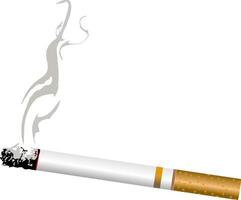 Lit Cigarette with Smoke - Smoking and Tobacco Graphic vector