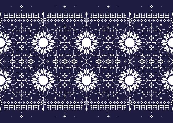 Mandalas, ethnic fabric seamless pattern, blue and white style, design for cloth, carpet, batik