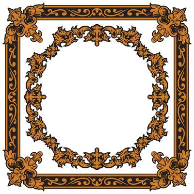 Gold Wreath Ornament Frame For High-End Event Stationery