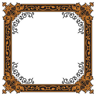 Retro Gold Square Ornamental Frame For Invitations