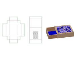 Mandala Patterned Custom Match Box Dieline Template vector