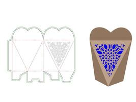 Gift Box with triangle shape mandala pattern laser cut Template vector