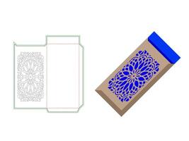 Envelope Dieline Template with Mandala Pattern for Unique Packaging vector