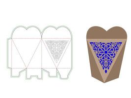 Heart Shape Box with mandala pattern laser cut Template vector