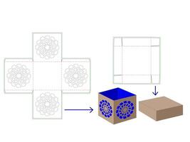 Storage Box Dieline Template in Simple Explasion Box vector