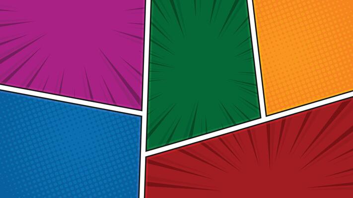 Blank Comic Book Page Panel Background with Cartoon Style